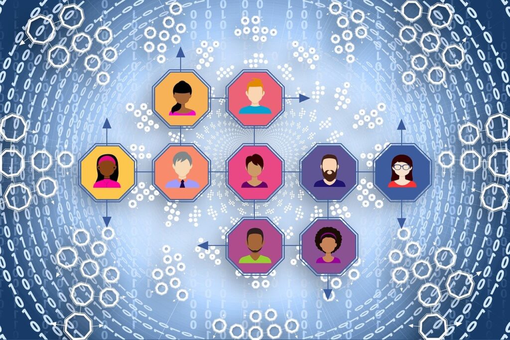 A pictogram of a network of people