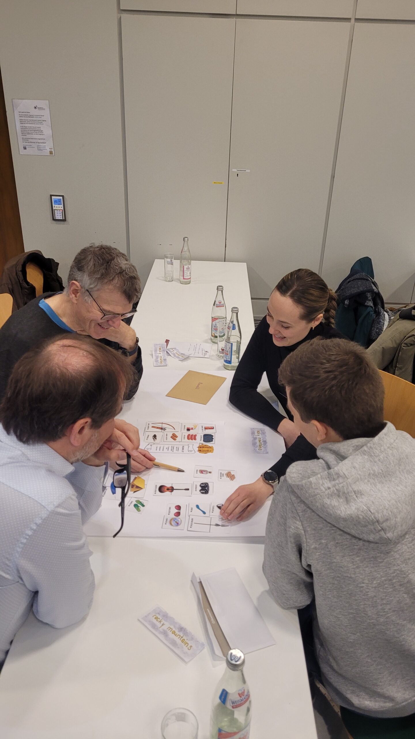 A group of people during team building