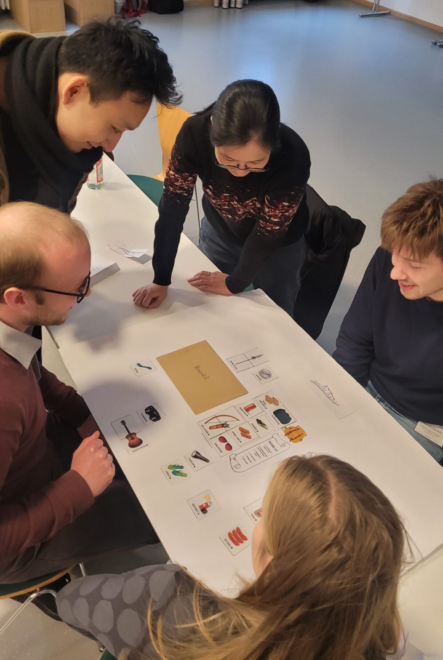 A group of doctoral researchers during the team building activities