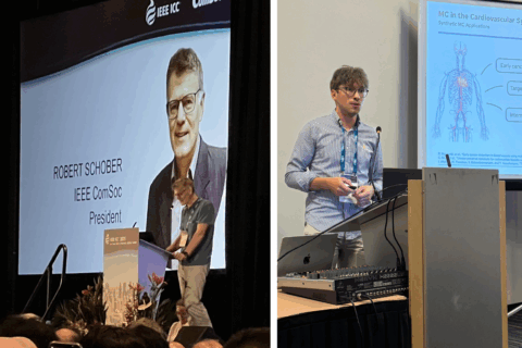 Left - a piscture of Robert Schober, right - Timo Jakumeit during his presentation