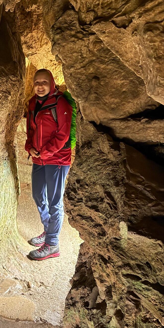 A female in a Bing Cave