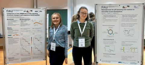 Silvama (female, left) ans Lea (female, right) with their posters at the WIS 2025