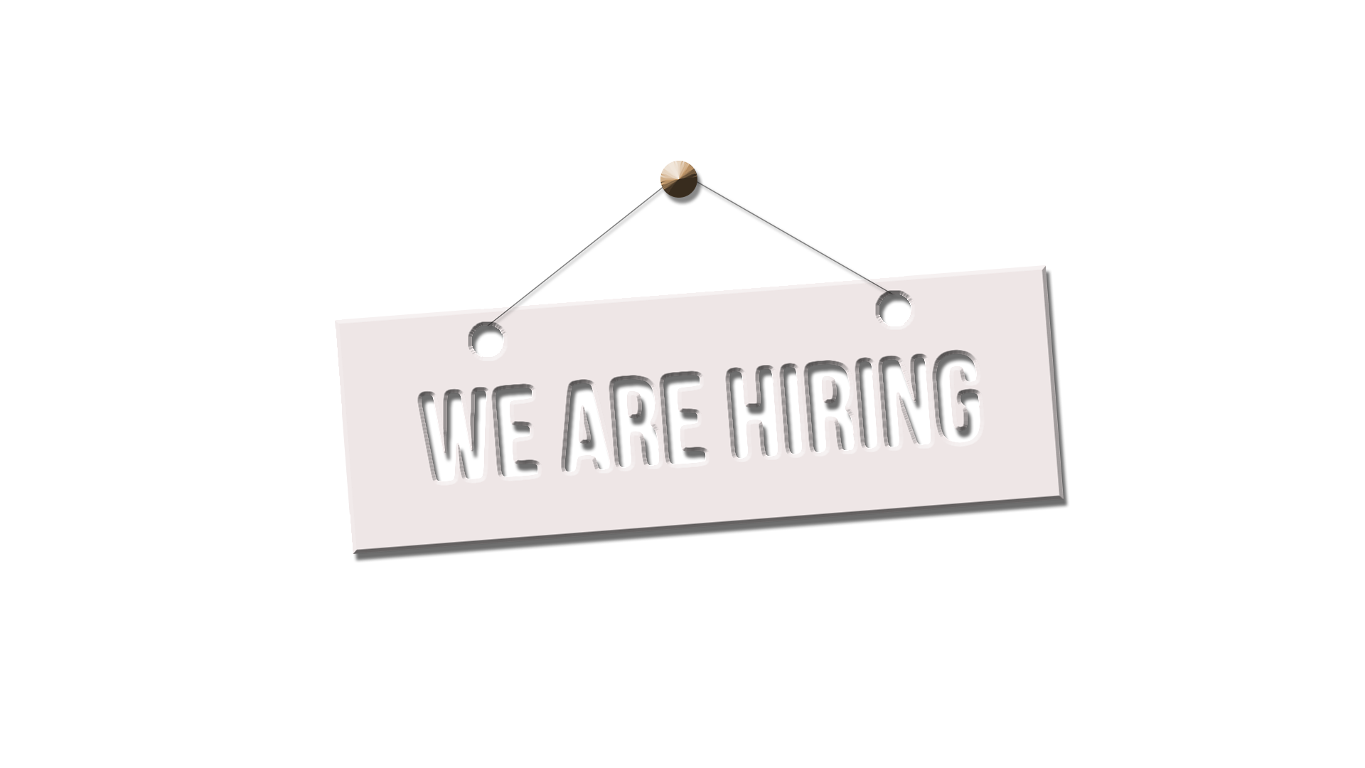 A sign with "We are Hiring"