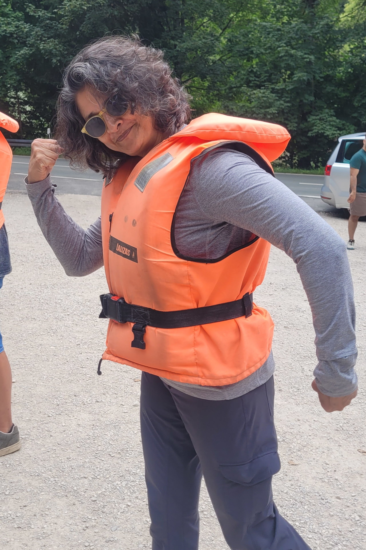 A female in a life jacket